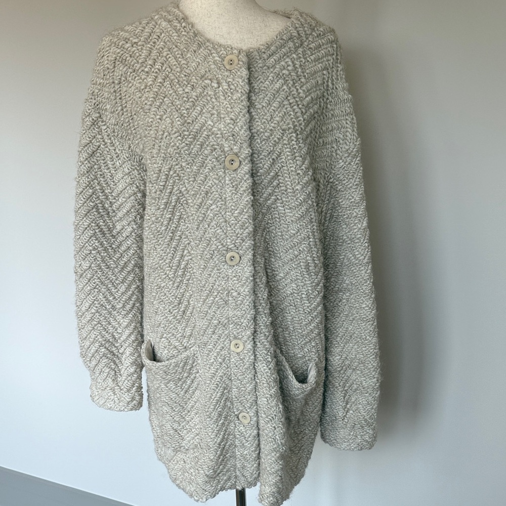 Eileen Fisher Cream Textured Cardigan